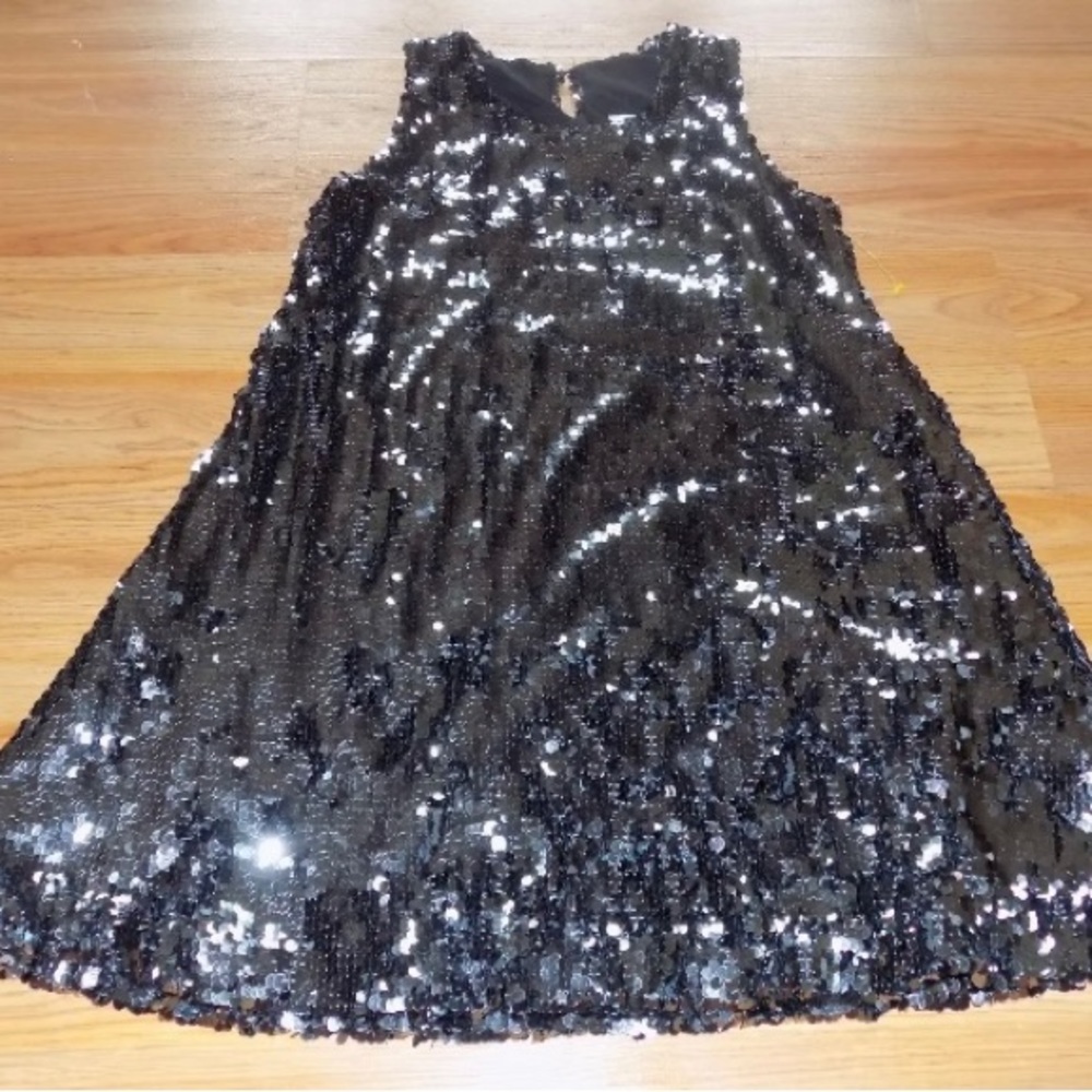 Girls Size 7-8 CWD Kids Fully Sequined Party Holiday Dress Black Charcoa…